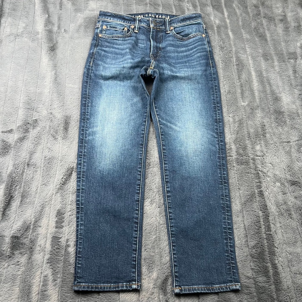 American Eagle Airflex+ Slim Straight Jeans Mens 28x28 Medium Wash Blue Denim